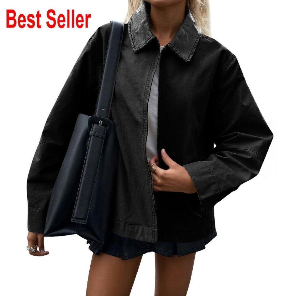 Oversized Barn Jacket Lightweight Cotton Canvas Vintage Utility Chic Retro